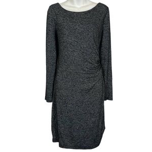 Ann Taylor Loft Space Gray Stretch Knit Women's Long Sleeve Knee Length Dress M